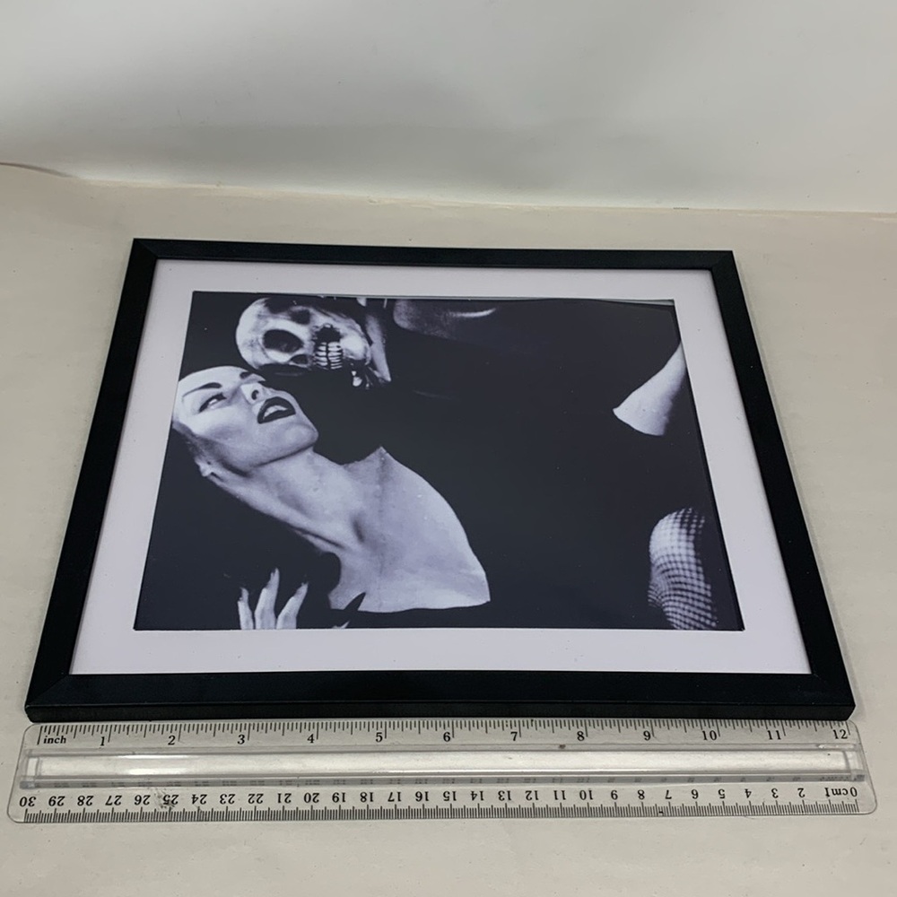 3 Black & White Halloween Art Print Set Vampira w skull, Bride of Frankenstein - Picture 12 of 16